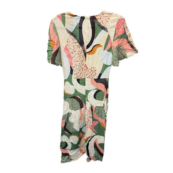 Never Fully Dressed Clover Midi Dress Colorful Abstract Print V‑Neck Batwing 6 - Picture 7 of 13